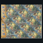 MUSIK MAKING CHRISTMAS ANGELS,JOY PEACE LIEBE GESCHENKPAPIER<br><div class="desc">Musikalische Lute, Mandoline, antike Geige spielen Engel Blumenparchment mit roten blauen Blumen, klassische italienische Renaissance Meisterwerke von Melozzo da Forli, Detail eines Fresks c.1480.</div>