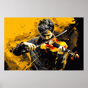 Musik-Malerei für Violin Player Abstrakt Art Decor Poster