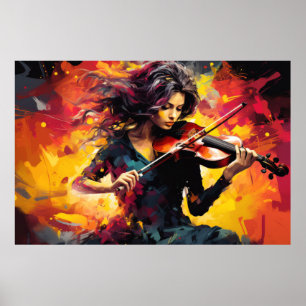 Musik-Malerei für Violin Player Abstrakt Art Decor Poster