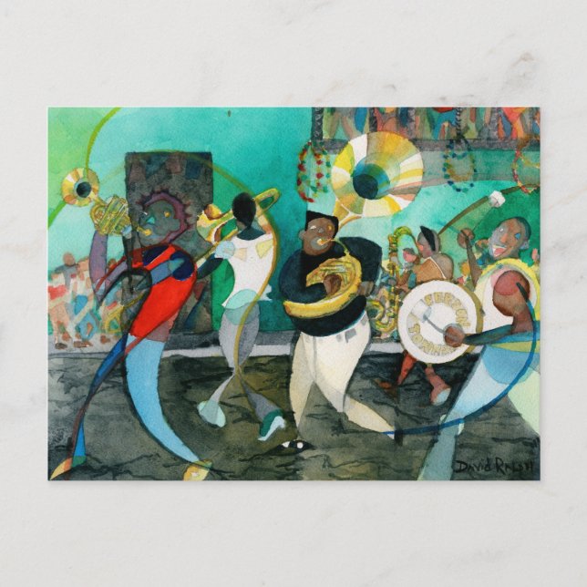 Musik Malerei "New Orleans Jazz" Postkarte (Vorderseite)