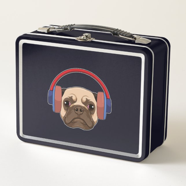 Musik mit Headphone spielen Metall Brotdose (Vorderseite)