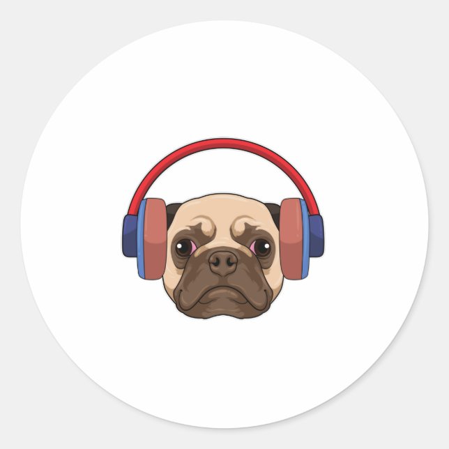Musik mit Headphone spielen Runder Aufkleber (Vorderseite)