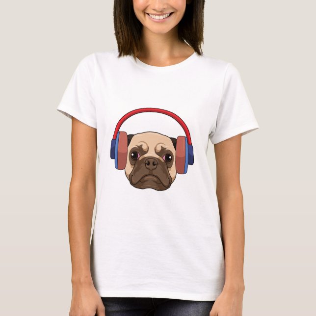 Musik mit Headphone spielen T-Shirt (Vorderseite)