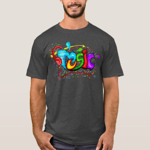 Musik mit Kopfhörern ein buntes Geschenk für Mus T-Shirt
