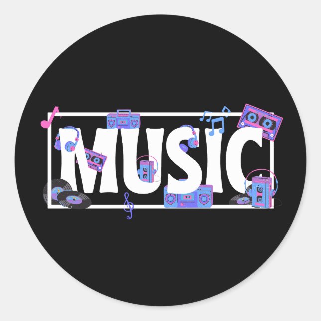 Musik mit Musik Runder Aufkleber (Vorderseite)