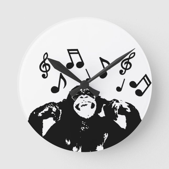 Musik monkeymonkey runde wanduhr (Vorderseite)