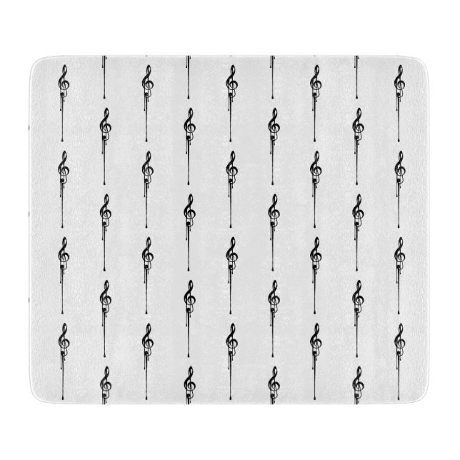 Musik Motif Melting Treble Clef Schwarz-Weiß-Musik Schneidebrett (Vorderseite)