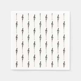 Musik Motif Melting Treble Clef Schwarz-Weiß-Musik Serviette