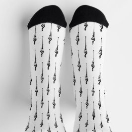 Musik Motif Melting Treble Clef Schwarz-Weiß-Musik Socken