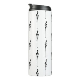 Musik Motif Melting Treble Clef Schwarz-Weiß-Musik Thermosbecher