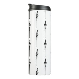 Musik Motif Melting Treble Clef Schwarz-Weiß-Musik Thermosbecher