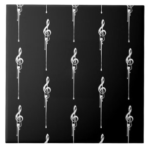 Musik Motif Melting Treble Clef Weiß und Schwarz Fliese