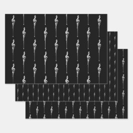 Musik Motif Melting Treble Clef Weiß und Schwarz Geschenkpapier Set
