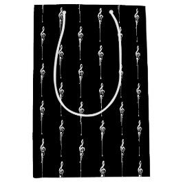 Musik Motif Melting Treble Clef Weiß und Schwarz Mittlere Geschenktüte