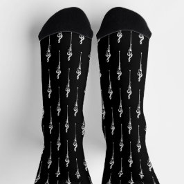 Musik Motif Melting Treble Clef Weiß und Schwarz Socken