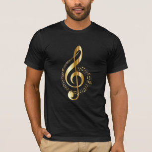 Musik, Musik, Musik, Violinschlüssel in Gold, T-Shirt