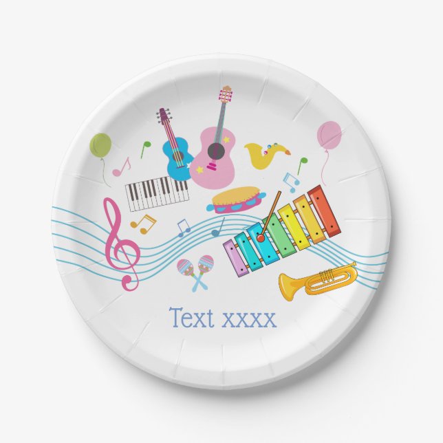 Musik, musikalische Instrumente, Drum-Kids singen Pappteller (Vorderseite)