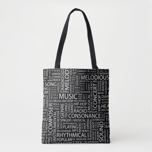 MUSIK-Muster-Wortwolke Tasche (Vorderseite)