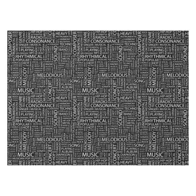 MUSIK-Muster-Wortwolke Tischdecke (Vorderseite (Horizontal))