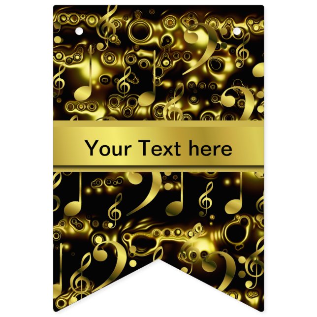 Musik, Noten, Noten, Gold, Banner, Vorlage, Wimpelkette (Sechzehnte Fahne)