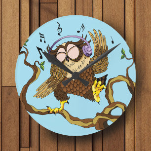 Musik Owl Runde Wanduhr