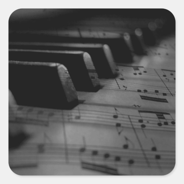 Musik Piano Keys Quadratischer Aufkleber (Vorderseite)