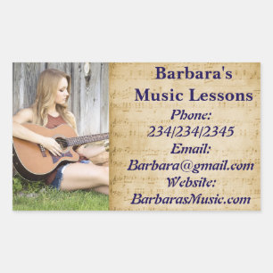 Musik-Piano- oder Violinunterricht Promoter Rechteckiger Aufkleber