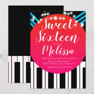 Musik Piano Roter-Teppich-Style-Nacht Süße Sechzeh Einladung