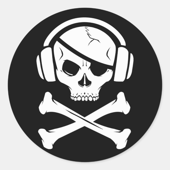 Musik Pirate-Logo gegen Ria Runder Aufkleber (Vorderseite)