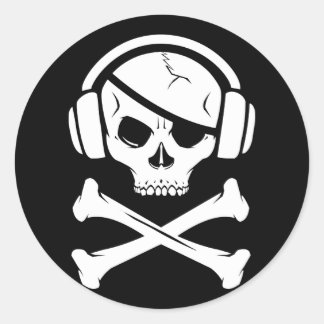 Musik Piraterie-Symbol gegen Ria Runder Aufkleber