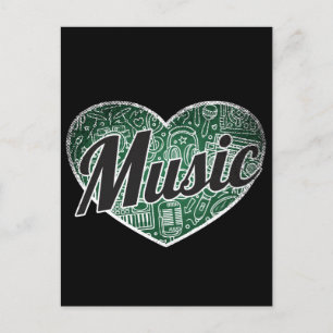 Musik Retro Herz Blackboard Liebe Postkarte