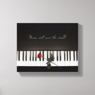 Musik rettet die Welt - Rosen-Klavier-Leinwand Leinwanddruck