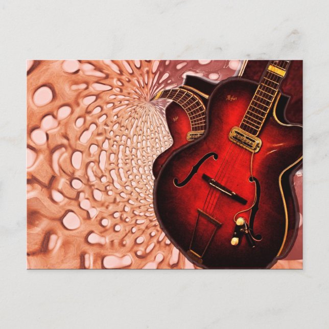 Musik Rote Gitarre Soundwaves Postcard Postkarte (Vorderseite)