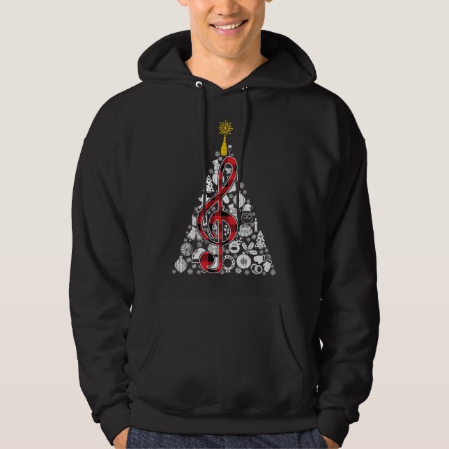 Musik Rote Karierte Weihnachtsbaum Dekoration Weih Hoodie (Vorderseite)