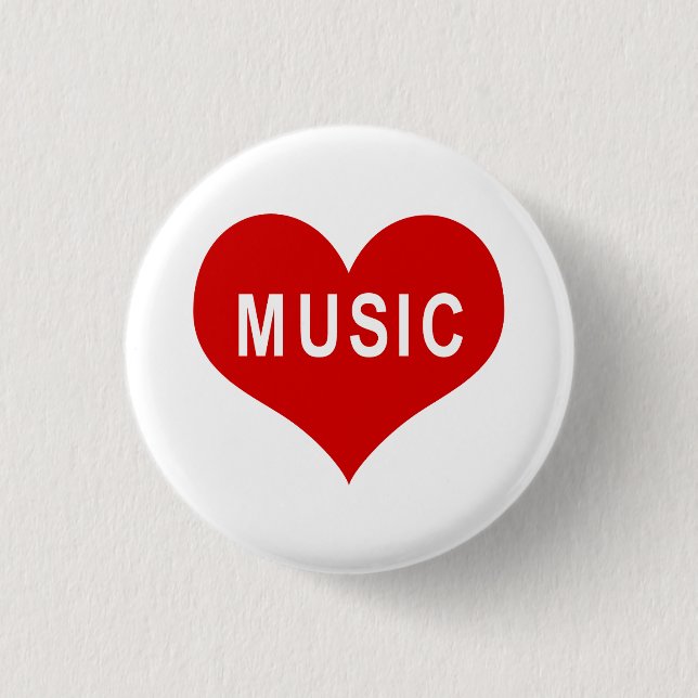 MUSIK Rotes Liebesherz Button (Vorderseite)
