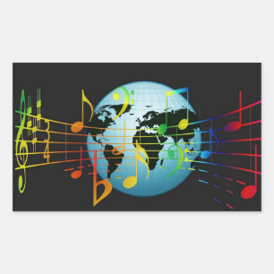 Musik rund um die Welt Rechteckiger Aufkleber
