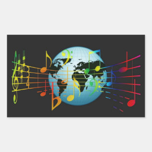 Musik rund um die Welt Rechteckiger Aufkleber