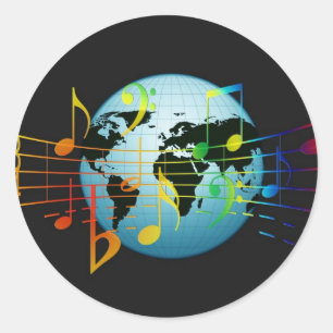 Musik rund um die Welt Runder Aufkleber