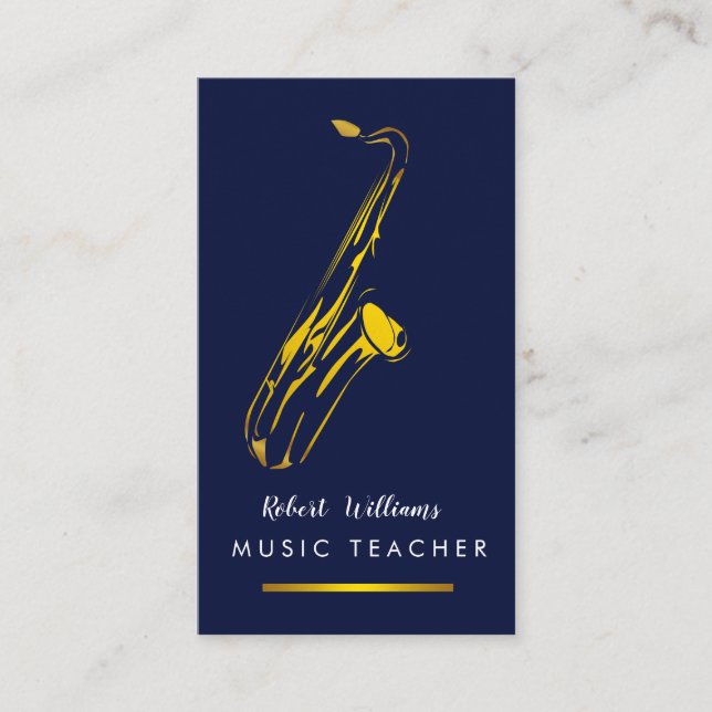 Musik-Saxophon-Instrument-Musiker-Goldkunst Visitenkarte (Vorderseite)