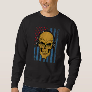 Musik-Schädel-Kopfhörer-Haus-Tecno-Party-Mix-Mus Sweatshirt