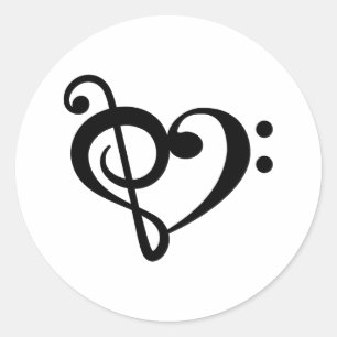 Musik-Schlüssel Liebe Herz Runder Aufkleber