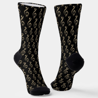 Musik-Schlüssel-Muster in Gold Socken