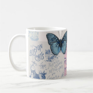 Musik-Schmetterlings-Tasse in Blau und Weiß Kaffeetasse