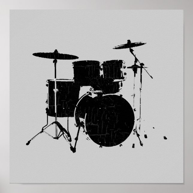 Musik, schwarze Drums Poster (Vorne)