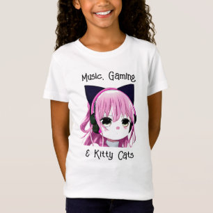 Musik, Spiele und Katzen Anime Girl T-Shirt