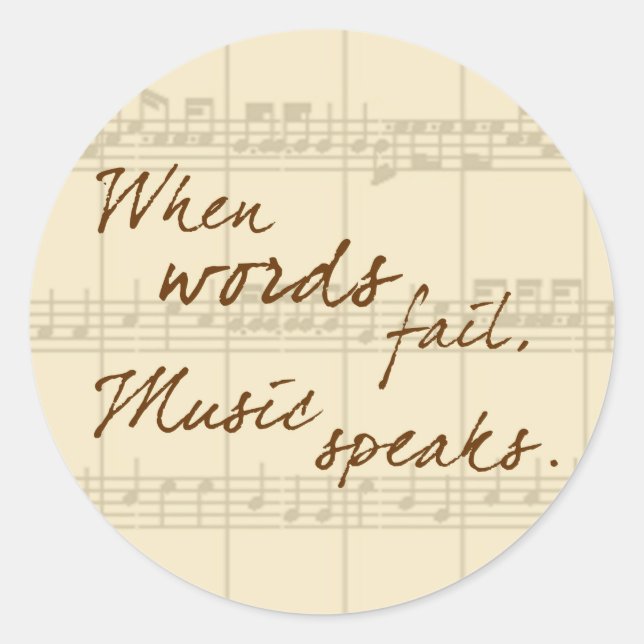 Musik spricht runder aufkleber (Vorderseite)
