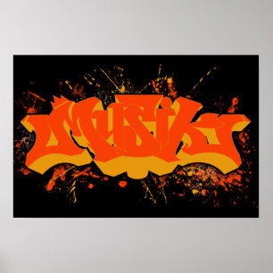 Musik Spritzer orange Gelbs Poster