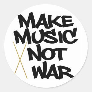 Musik statt Krieg (Schlagzeug) Runder Aufkleber