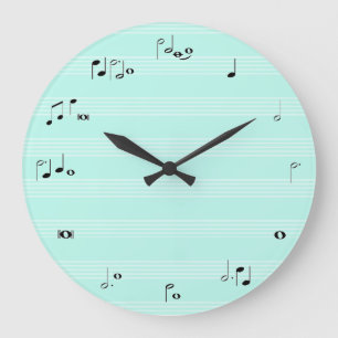 Musik-Stempeluhr - tadelloses Pastellblau Große Wanduhr