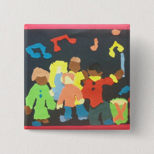 Musik-Studenten-Papiercollagen-Knopf Button (Vorderseite)
